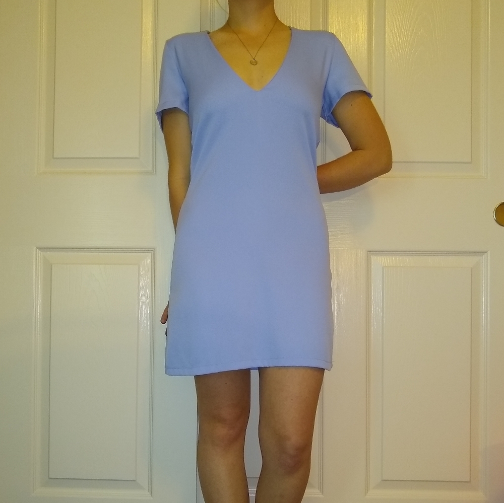 TOBI Sweet Intentions Blue Deep V Dress Size Small